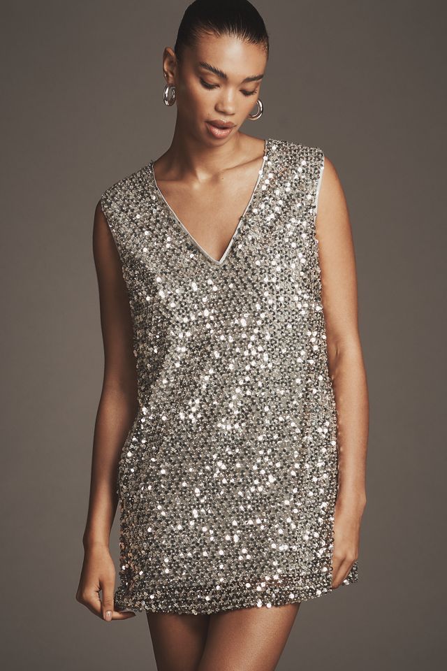 SIMONMILLER Sleeveless Fountain Sequins Mini Dress #1