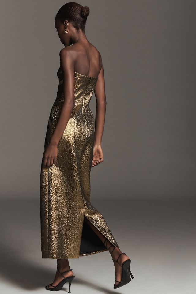 SIMONMILLER Verdelle Strapless Metallic Midi Dress #1