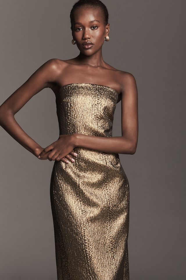 SIMONMILLER Verdelle Strapless Metallic Midi Dress #2