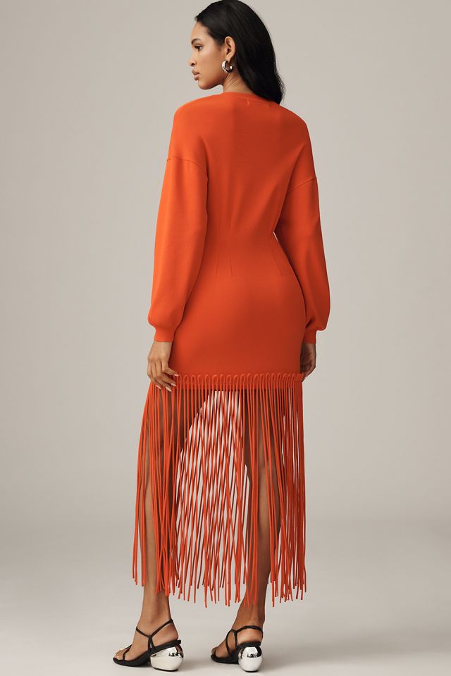 SIMONMILLER Wallis Long-Sleeve Knit Fringe Dress #1