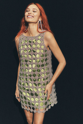 Simonmiller Sina Crochet Mini Dress In Green