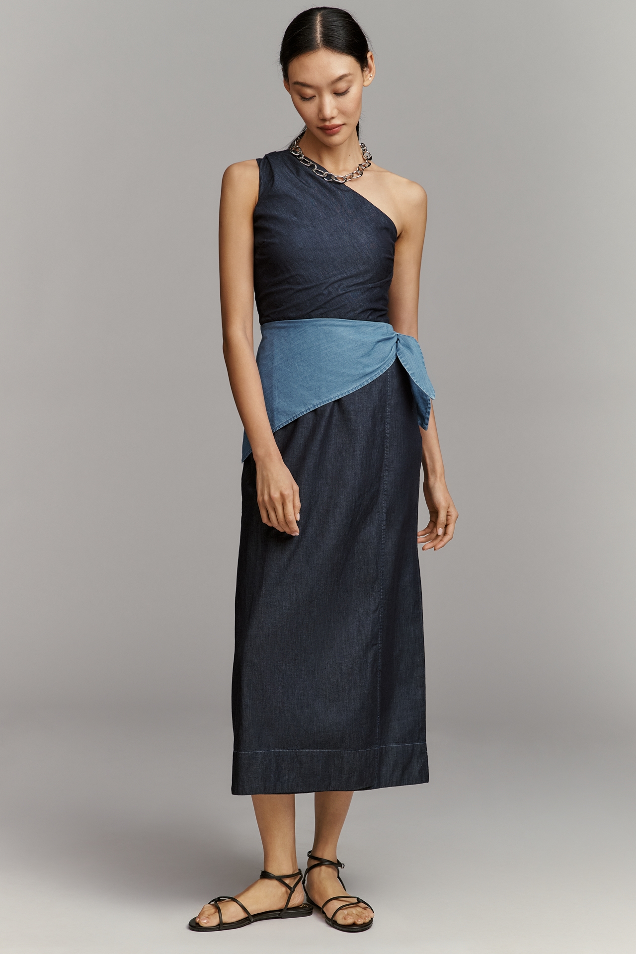 SIMONMILLER Belem Cotton Chambray Midi Dress