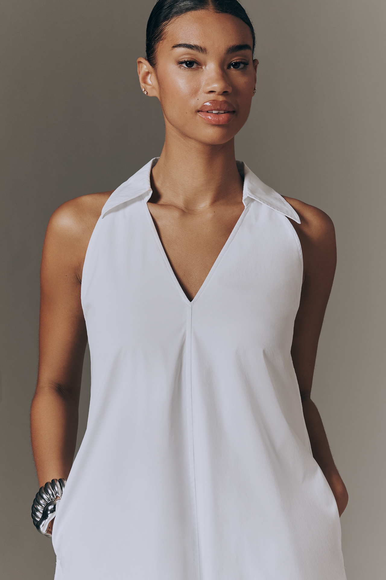 SIMONMILLER Nava Poplin Halter Midi Dress