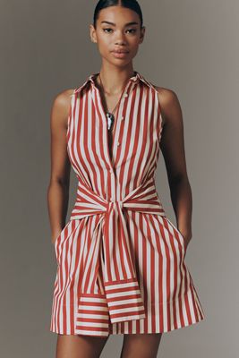 SIMONMILLER Inna Tie-Waist Poplin Mini Dress