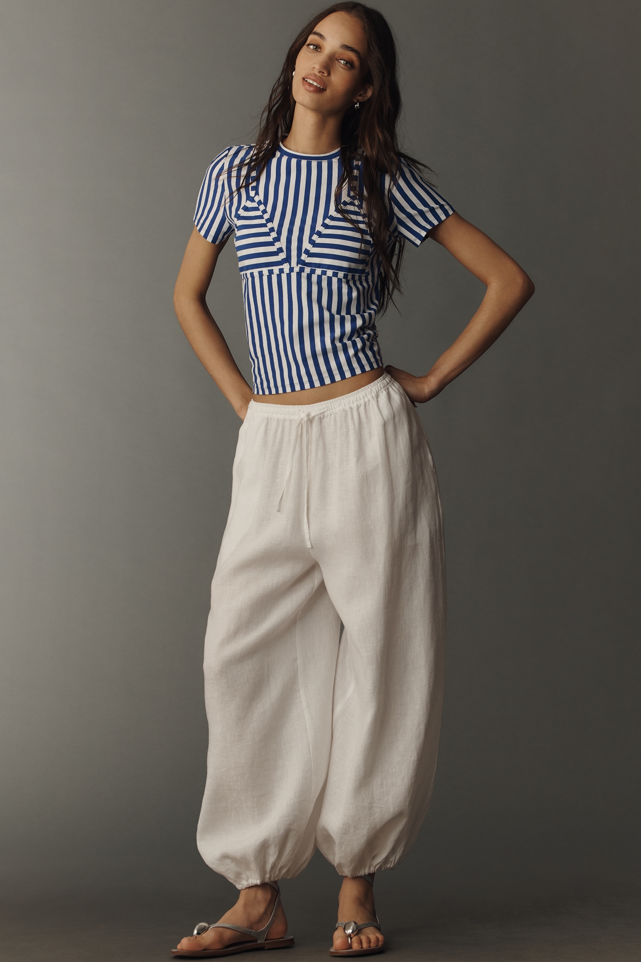 SIMONMILLER Knit Striped Short-Sleeve Top