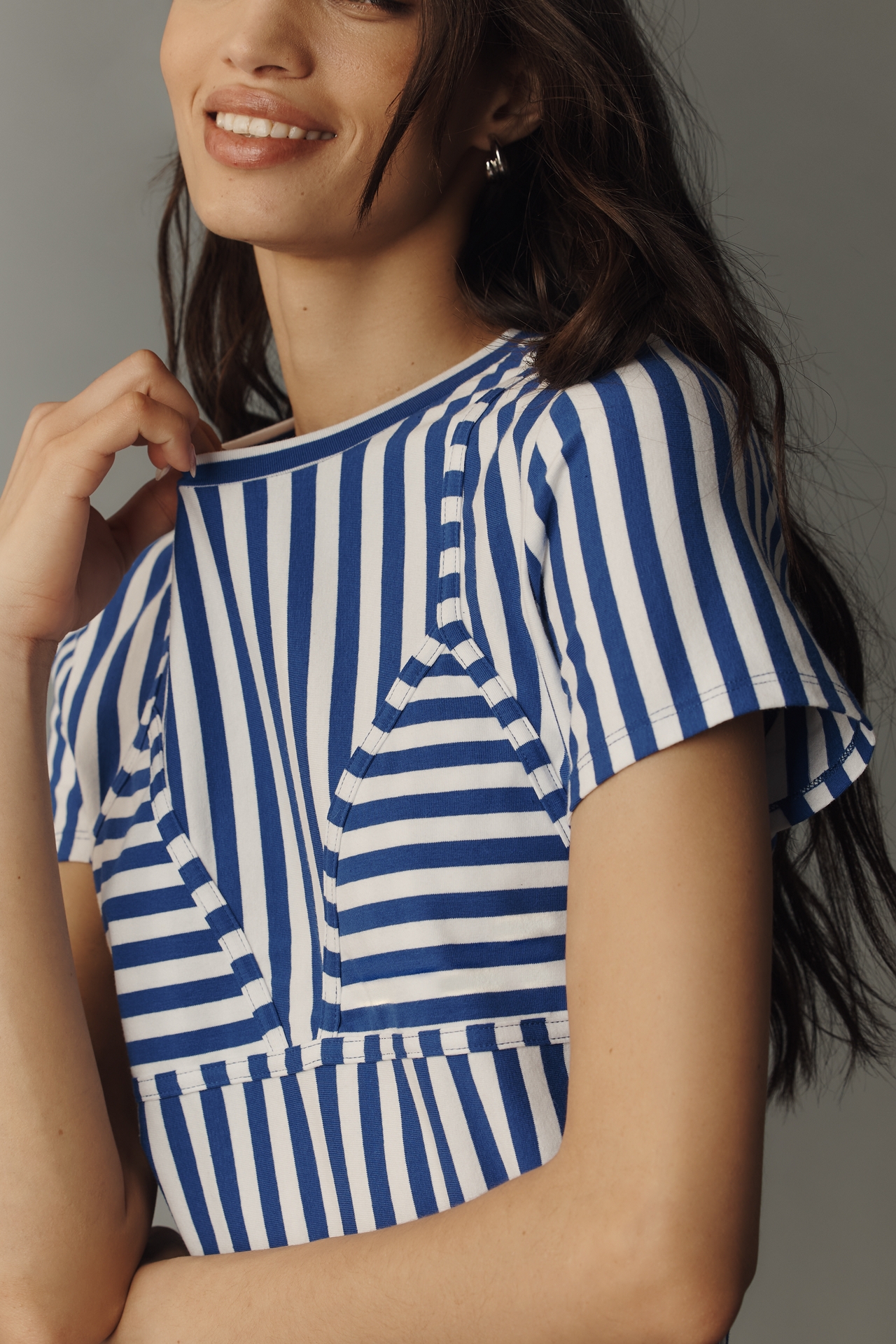 SIMONMILLER Knit Striped Short-Sleeve Top