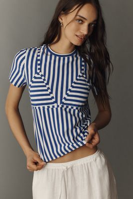 SIMONMILLER Knit Striped Short-Sleeve Top