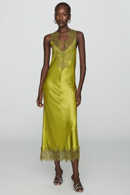 SIMONMILLER Bea Satin Lace Midi Dress