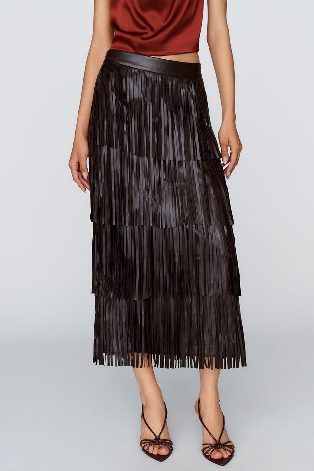 SIMONMILLER Za Za Faux Leather Fringe Skirt #1