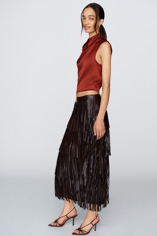 SIMONMILLER Za Za Faux Leather Fringe Skirt #3