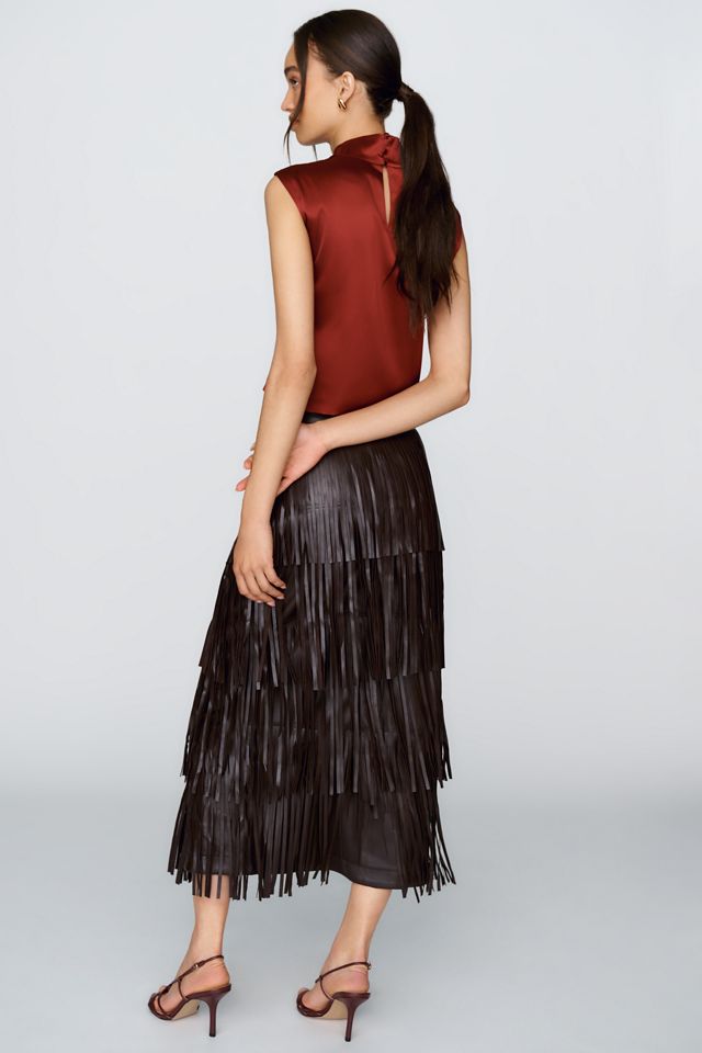 SIMONMILLER Za Za Faux Leather Fringe Skirt #4