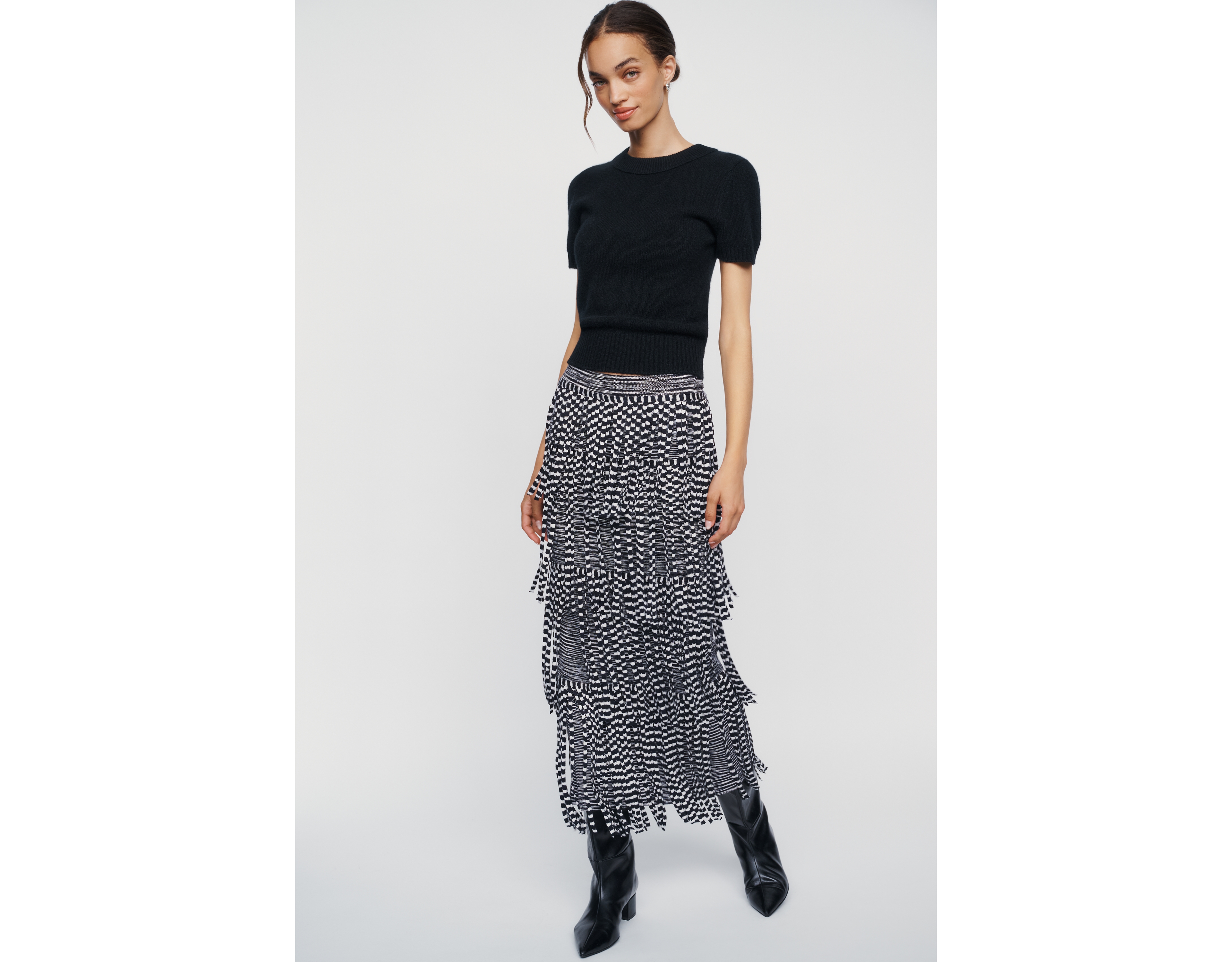 SIMONMILLER Za Knit Fringe Midi Skirt