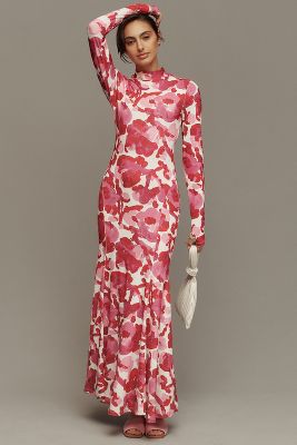 Essentiel Antwerp Flustered Printed Maxi Dress In Pink