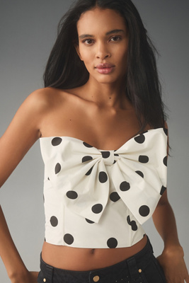 Shop Essentiel Antwerp Freesia Strapless Bow Bodice Top In White