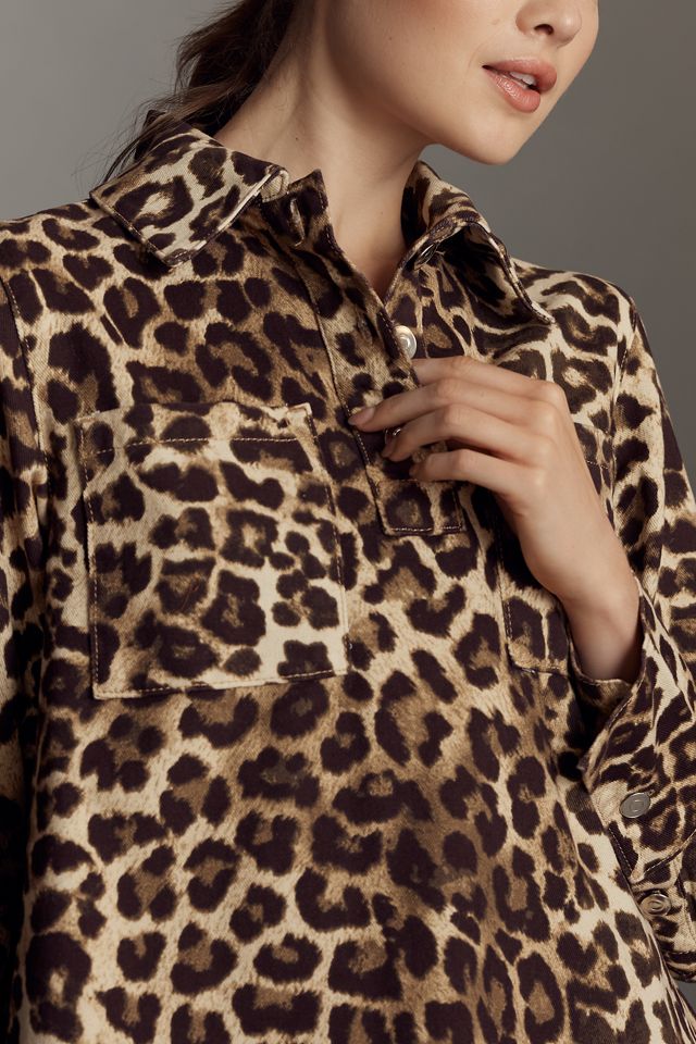 ALIGNE Grace Leopard-Print Denim Mini Dress #2