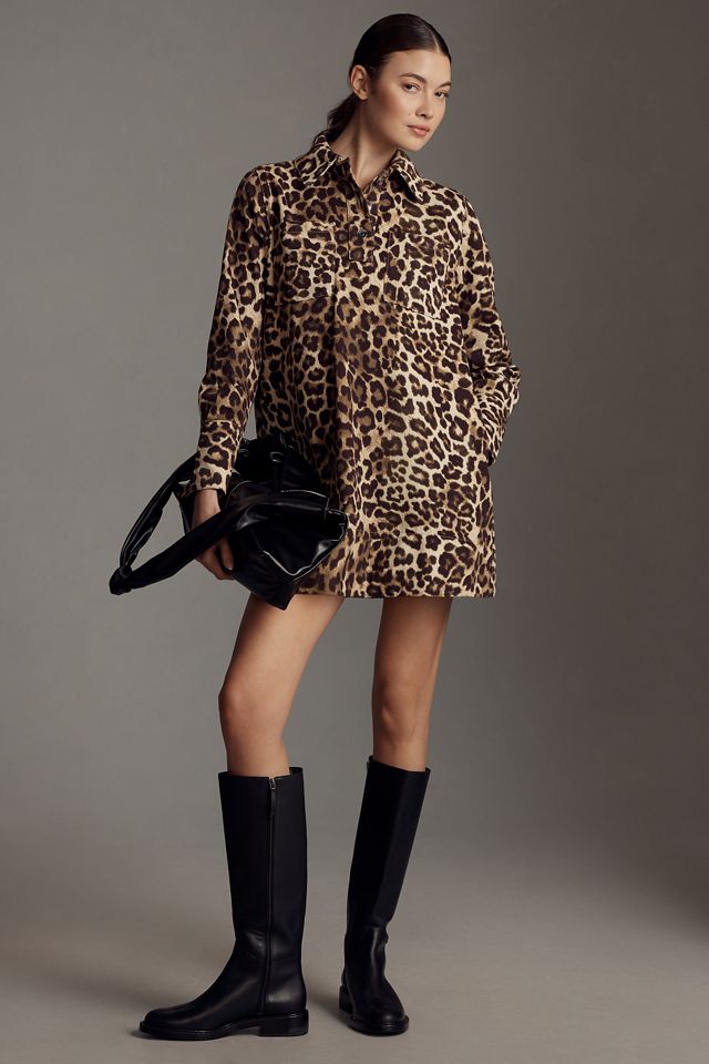 ALIGNE Grace Leopard-Print Denim Mini Dress #3