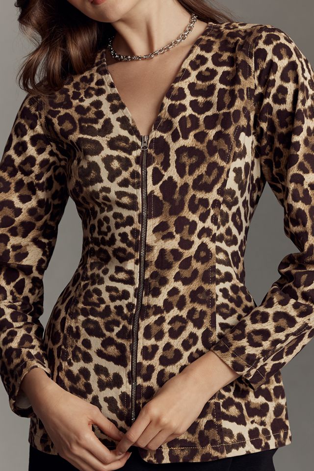 ALIGNE Toni Leopard-Print Denim Jacket #2