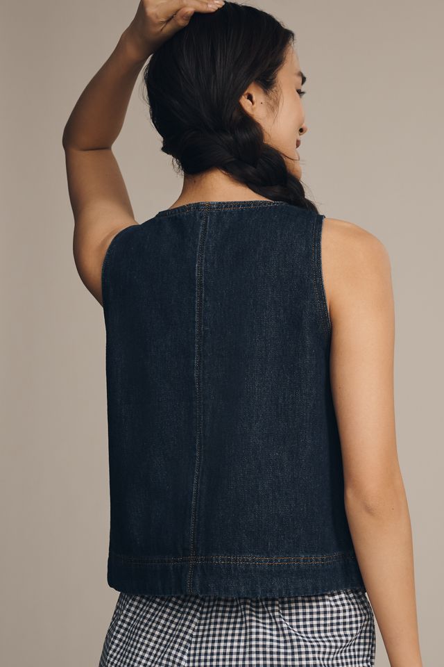 ALIGNE Miranda Sleeveless Button-Front Denim Top #1