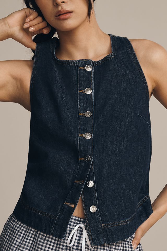 ALIGNE Miranda Sleeveless Button-Front Denim Top #3