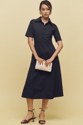 Aligne Luka Short-sleeve Ponte Midi Shirt Dress