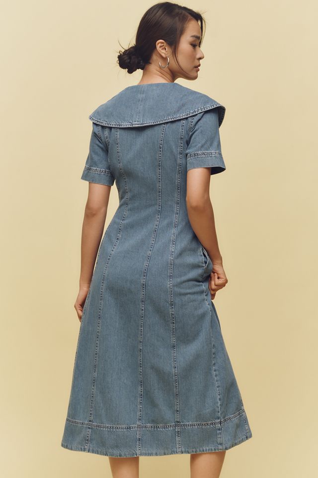 ALIGNE Sparrow Shawl-Collar Denim Midi Dress #2
