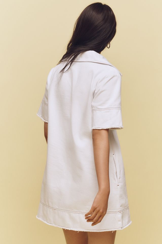 ALIGNE Iggy Short-Sleeve Lace-Up Collared Denim Mini Dress #1