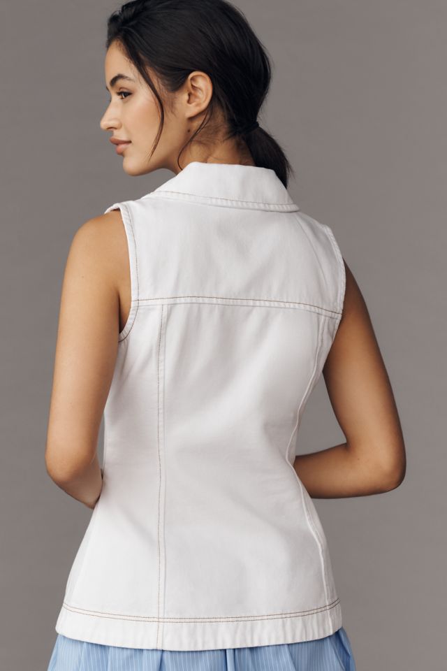 ALIGNE Whim Collared Zip-Front Denim Vest #1