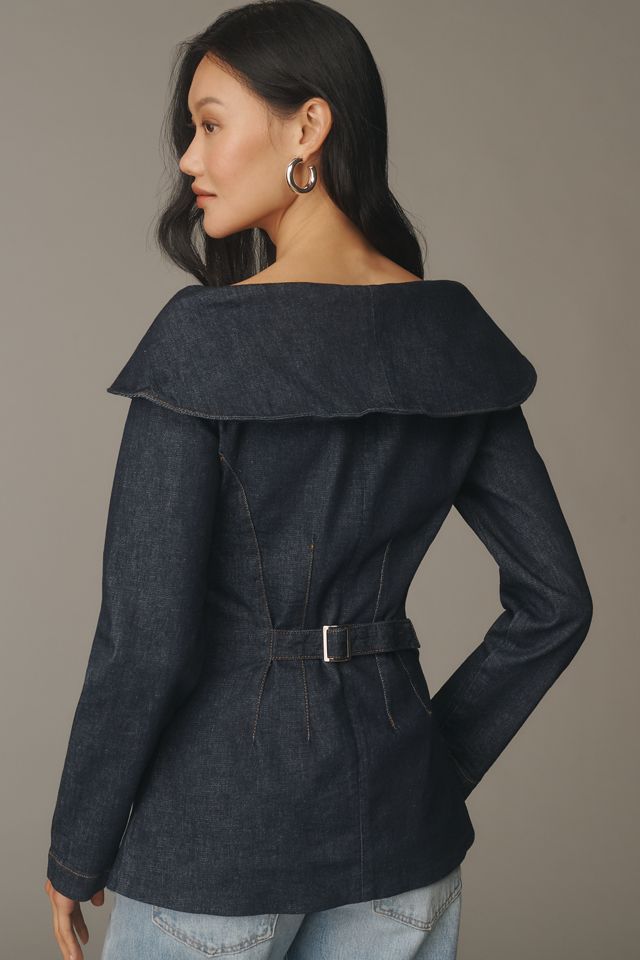 ALIGNE Denim V-Neck Blazer #1