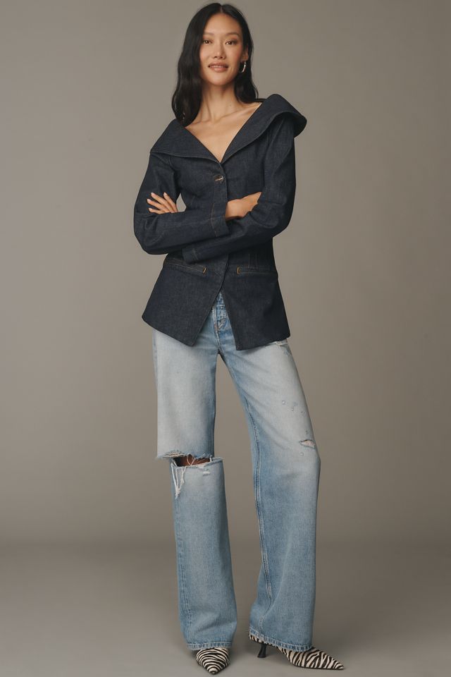 ALIGNE Denim V-Neck Blazer #2