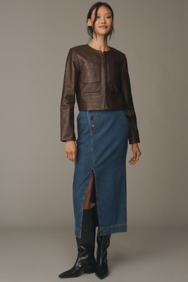 Aligne Asher Denim Midi Skirt In Blue