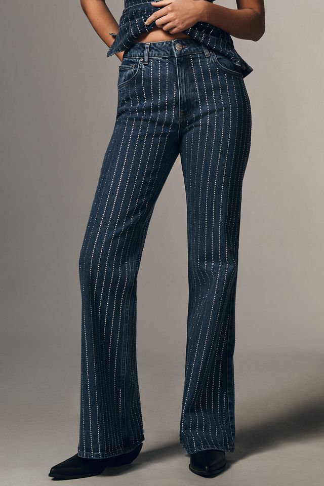 ALIGNE Diamante Embellished High-Rise Flare Jeans #1