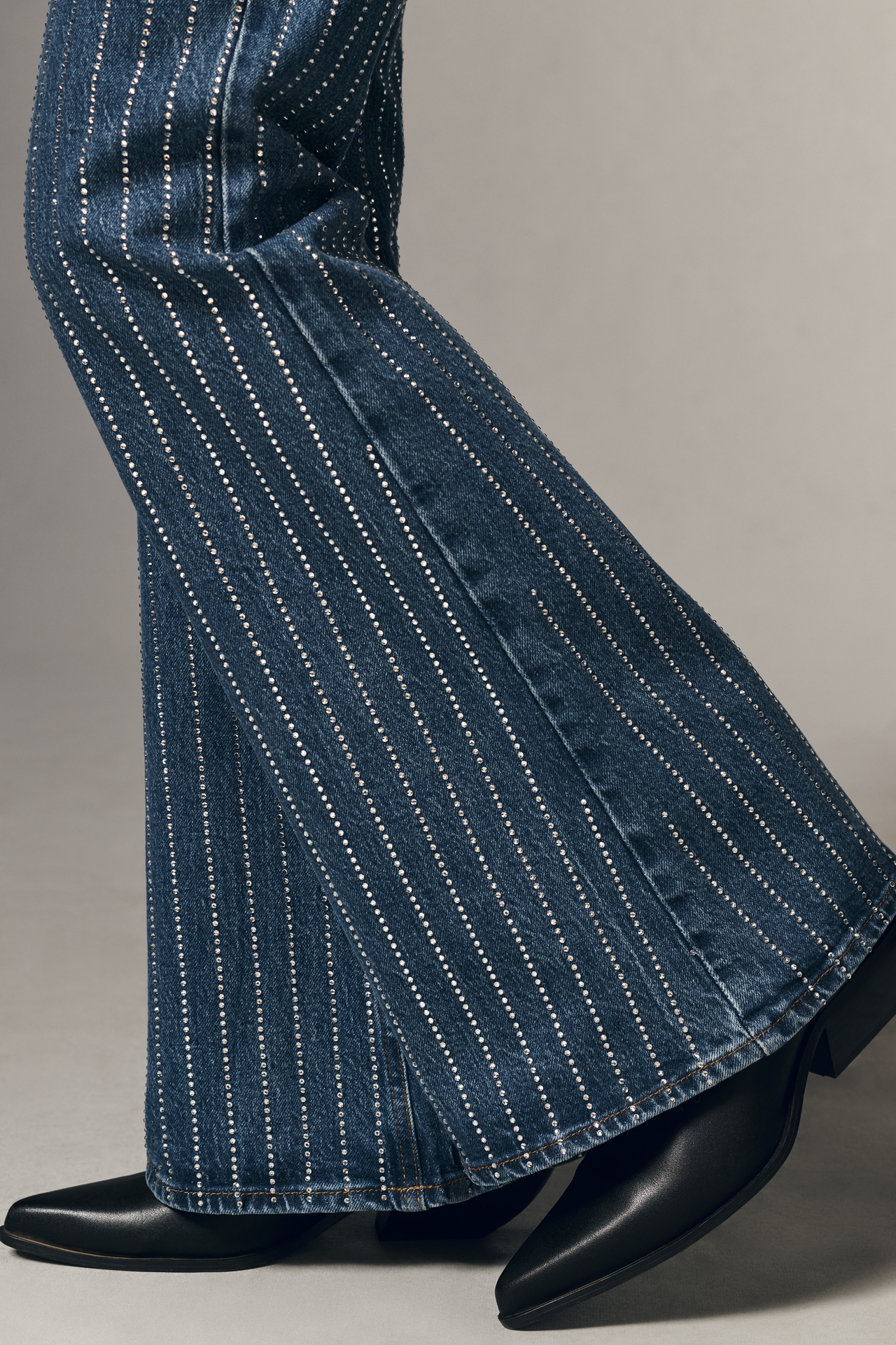 ALIGNE Diamante Embellished High-Rise Flare Jeans