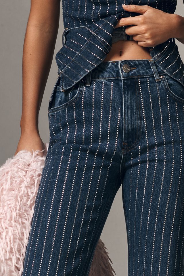 ALIGNE Diamante Embellished High-Rise Flare Jeans #4