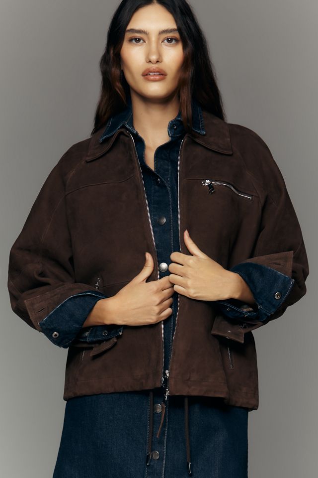 ALIGNE Alex Suede Bomber Jacket | Anthropologie