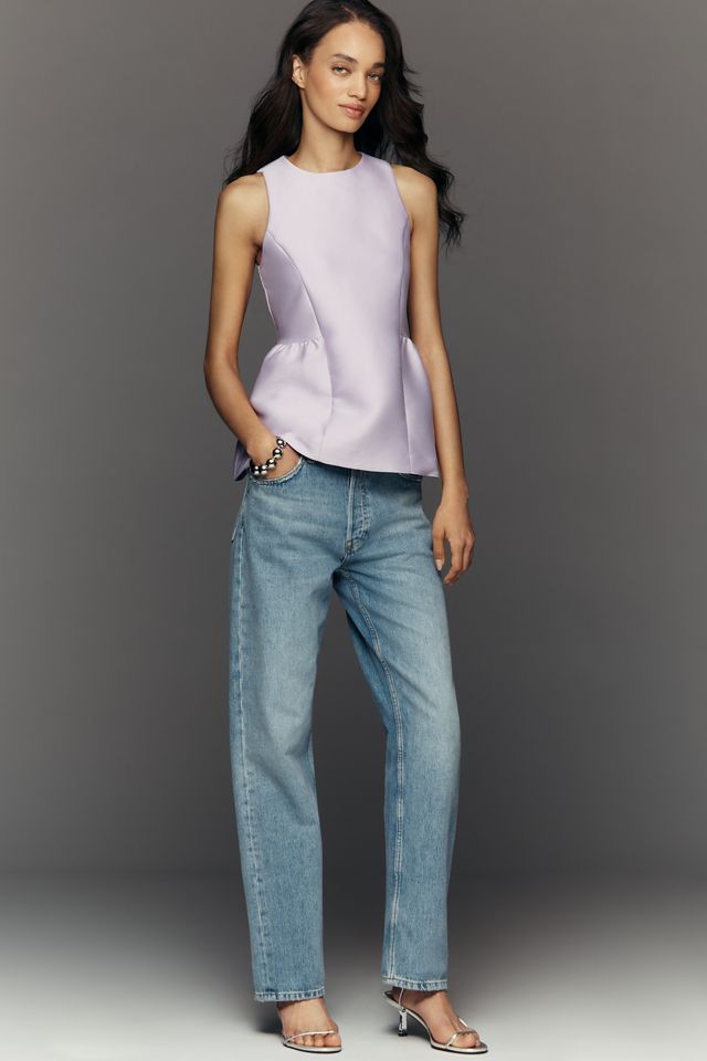 ALIGNE Solstice Satin Peplum Top | Anthropologie