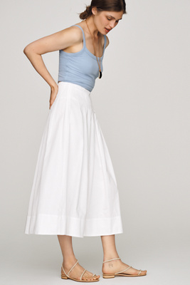 ALIGNE Julie Cotton Poplin Midi Skirt | Anthropologie