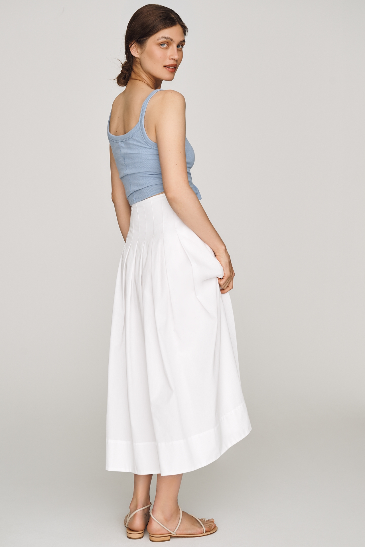 ALIGNE Julie Cotton Poplin Midi Skirt