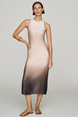 cami maxi slip dress Contrast-Trim Satin Cami Maxi Dress CREAM/BLACK / L