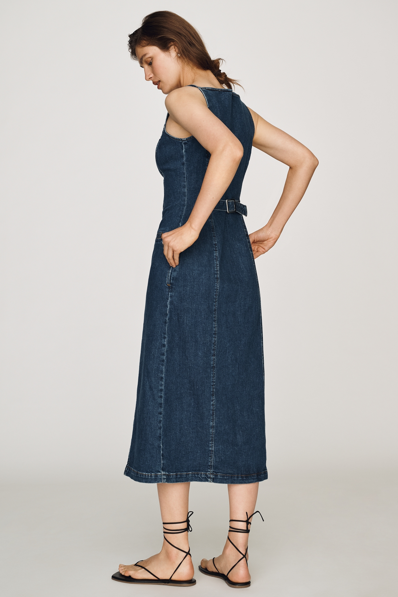ALIGNE Santiago Denim Button-Front Midi Dress