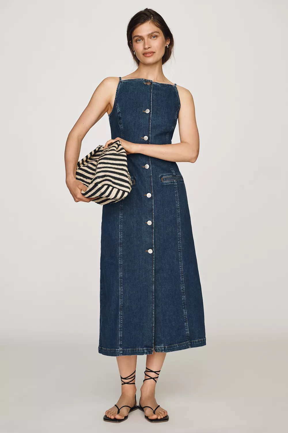 ALIGNE Santiago Denim Button-Front Midi Dress
