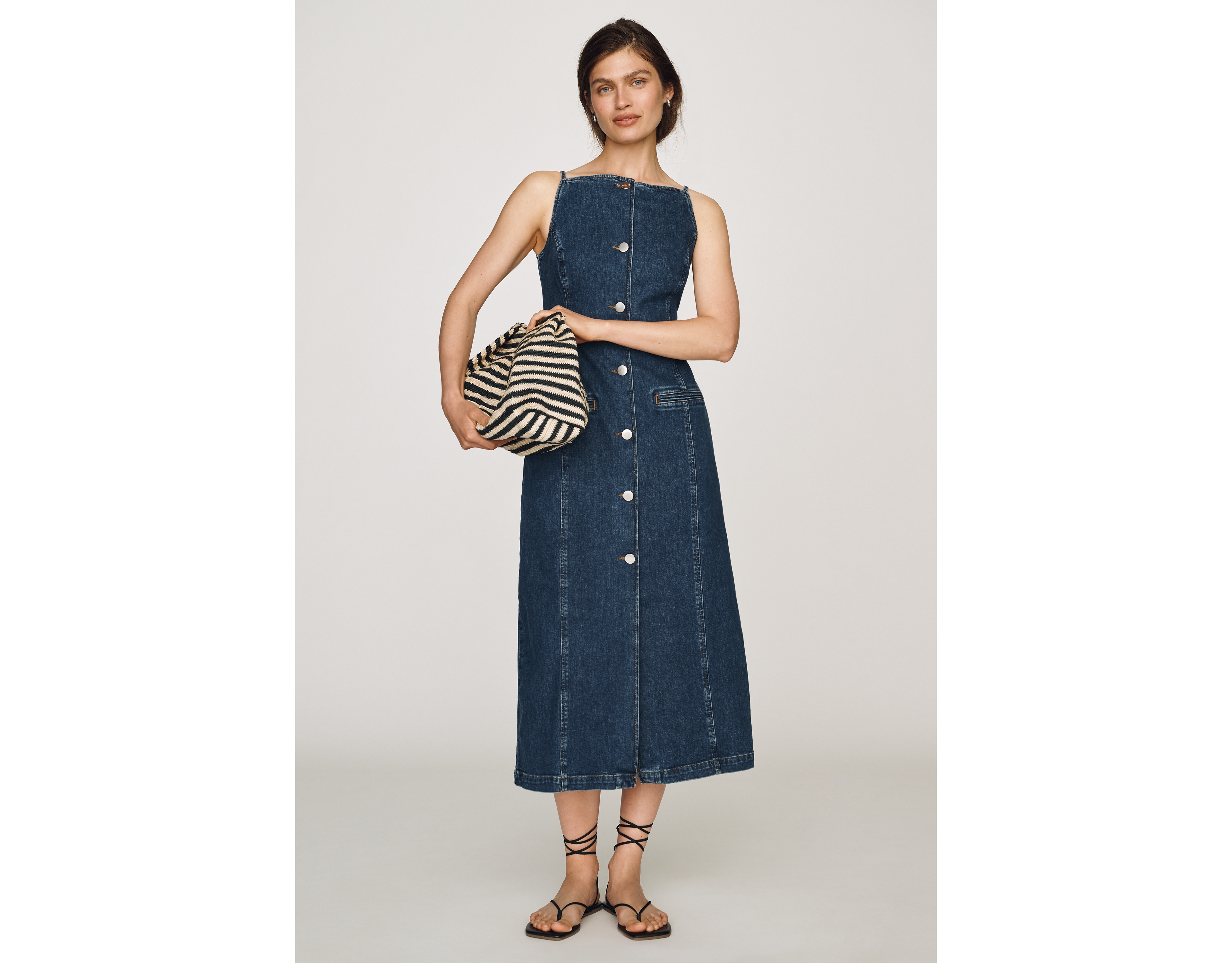 ALIGNE Santiago Denim Button-Front Midi Dress