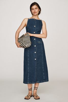 ALIGNE Santiago Denim Button-Front Midi Dress