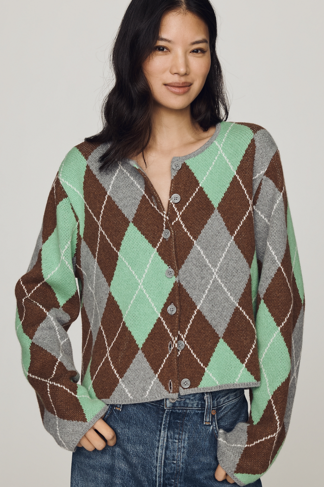 ALIGNE Aggie Argyle Cardigan