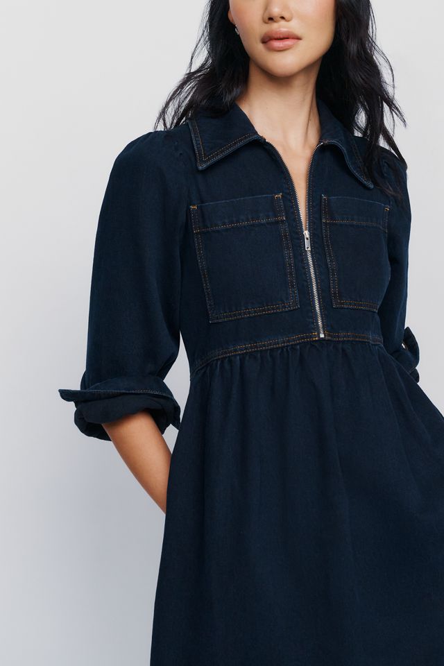 ALIGNE Gabriella 100% Cotton Denim Midi Dress #1