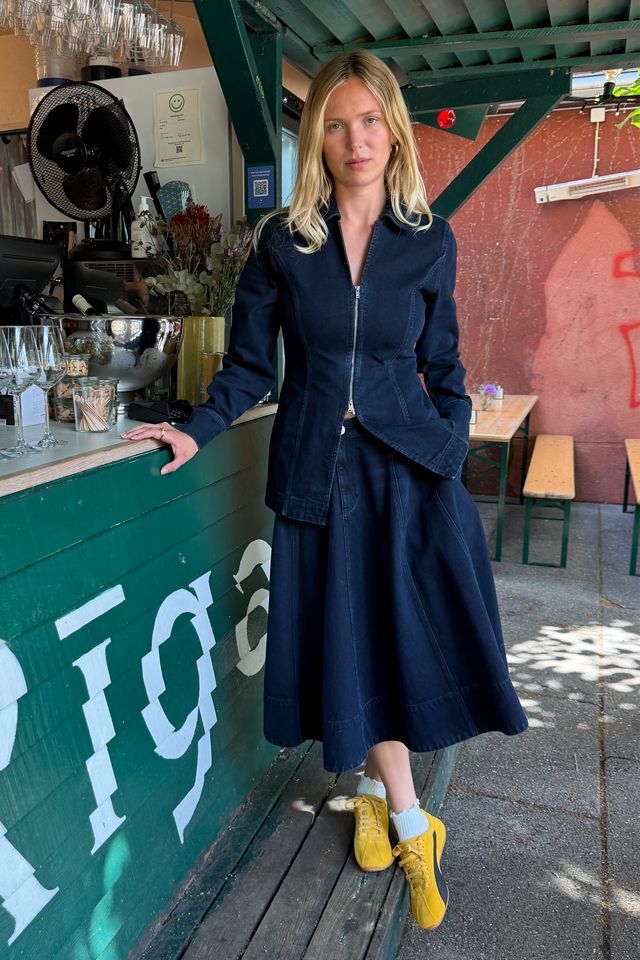 ALIGNE Lana 100% Cotton Denim Midi Skirt #1