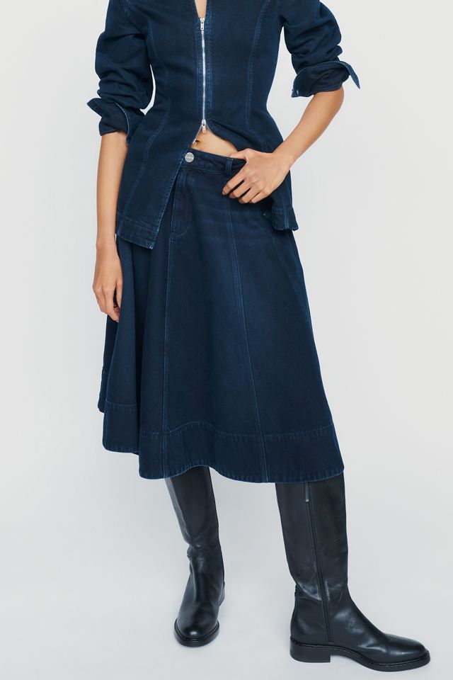 ALIGNE Lana 100% Cotton Denim Midi Skirt #3