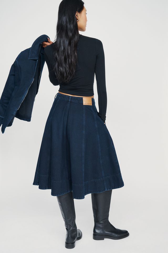 ALIGNE Lana 100% Cotton Denim Midi Skirt #4
