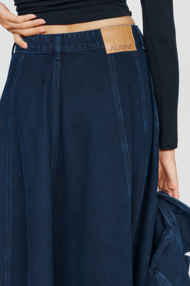 ALIGNE Lana 100% Cotton Denim Midi Skirt #5