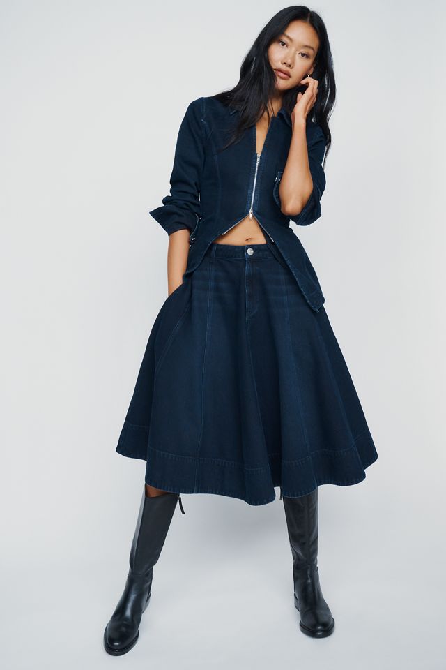 ALIGNE Lana 100% Cotton Denim Midi Skirt #2