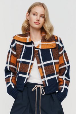 ALIGNE Carmen Wool Blend Plaid Cardigan